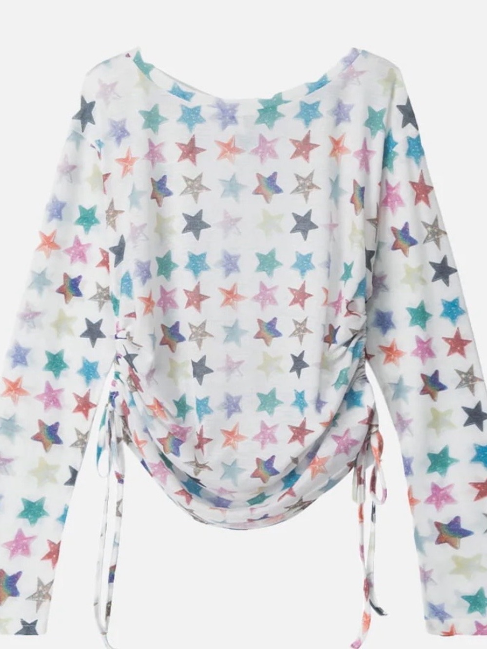 Designer Aelfric Eden, Star Printed Top With Side Ruching and Scoop Back! Sz L